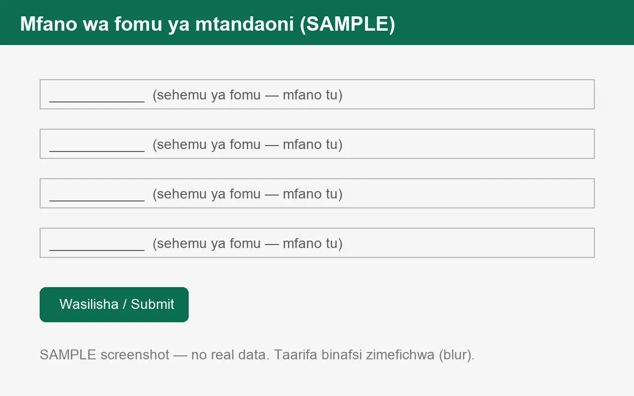 Sample online form with empty fields (test image)